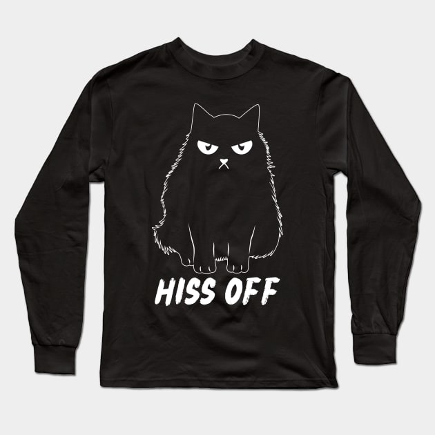 Hiss Off Cat Doodle Design Long Sleeve T-Shirt by Teewyld